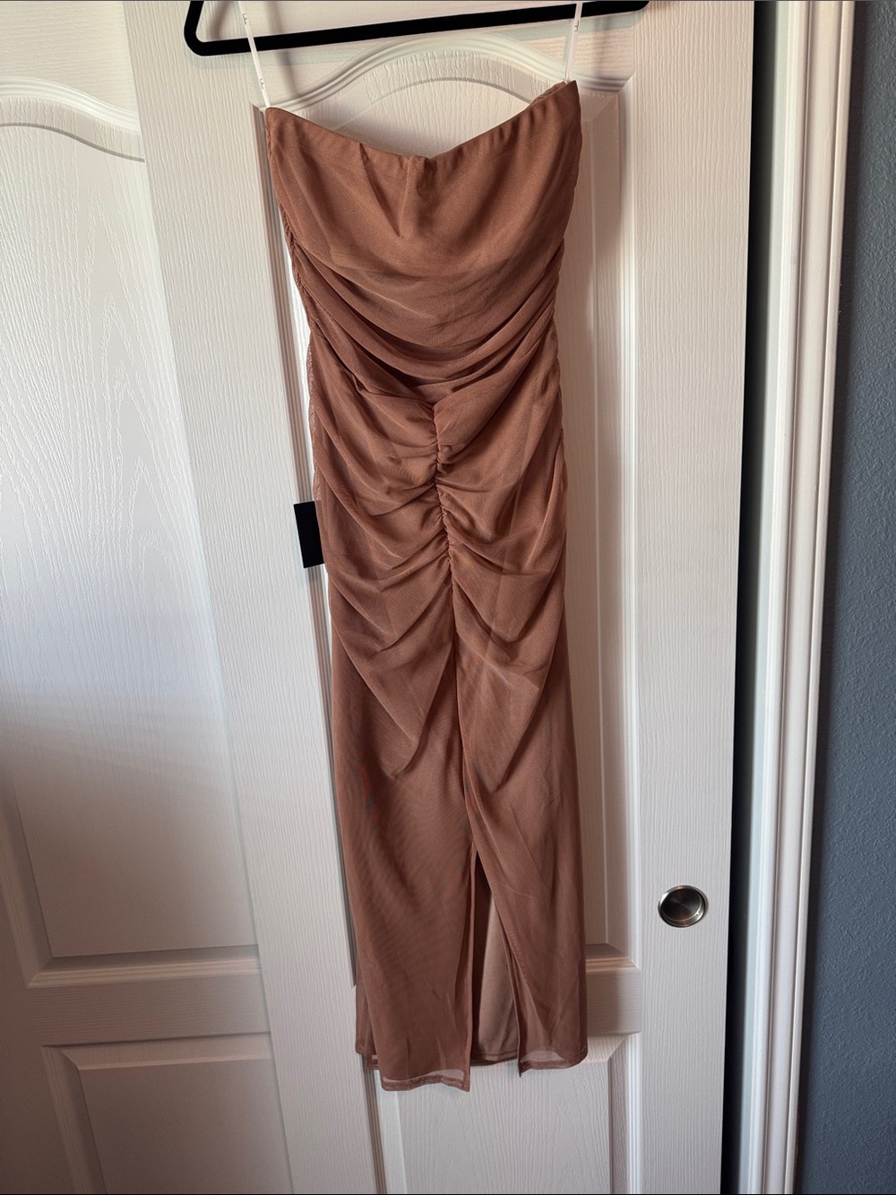 NWT Lulu's Mauve Brown Draped Spaghetti-Strap Midi Dress - Picture 4 of 4